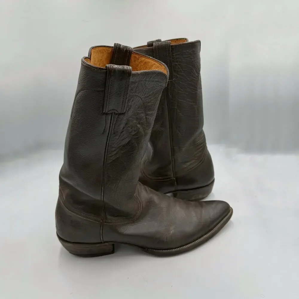 Justin USA Mens Brown Leather Vintage Western Cowboy Boots Sz 11.5D